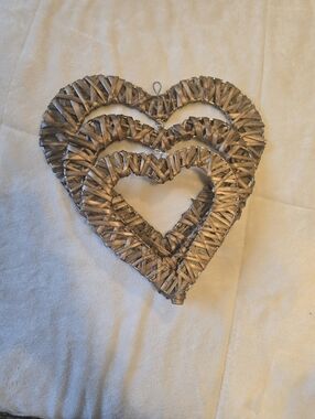 Woven Rattan Heart Wall Hanging - Natural Brown
